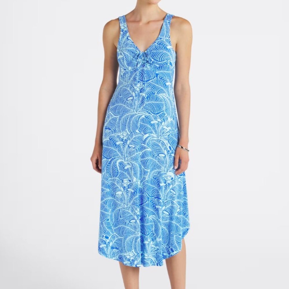 Z Supply Blue Patterned Jamie Midi Dress, Size Large